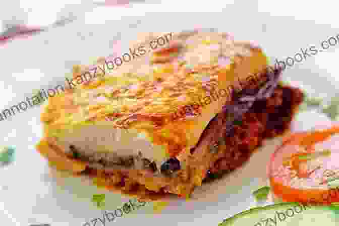 A Mouthwatering Image Of A Traditional Moussaka, Layers Of Eggplant, Potatoes, And Ground Meat. Flavours Of Greece Rosemary Barron